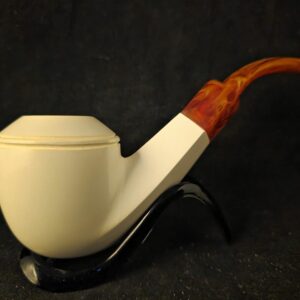 English Bulldog Pipe, Smooth Block Meerschaum, Handmade, Elegant Classic Design, Fitted Case, Worldwide Shipping