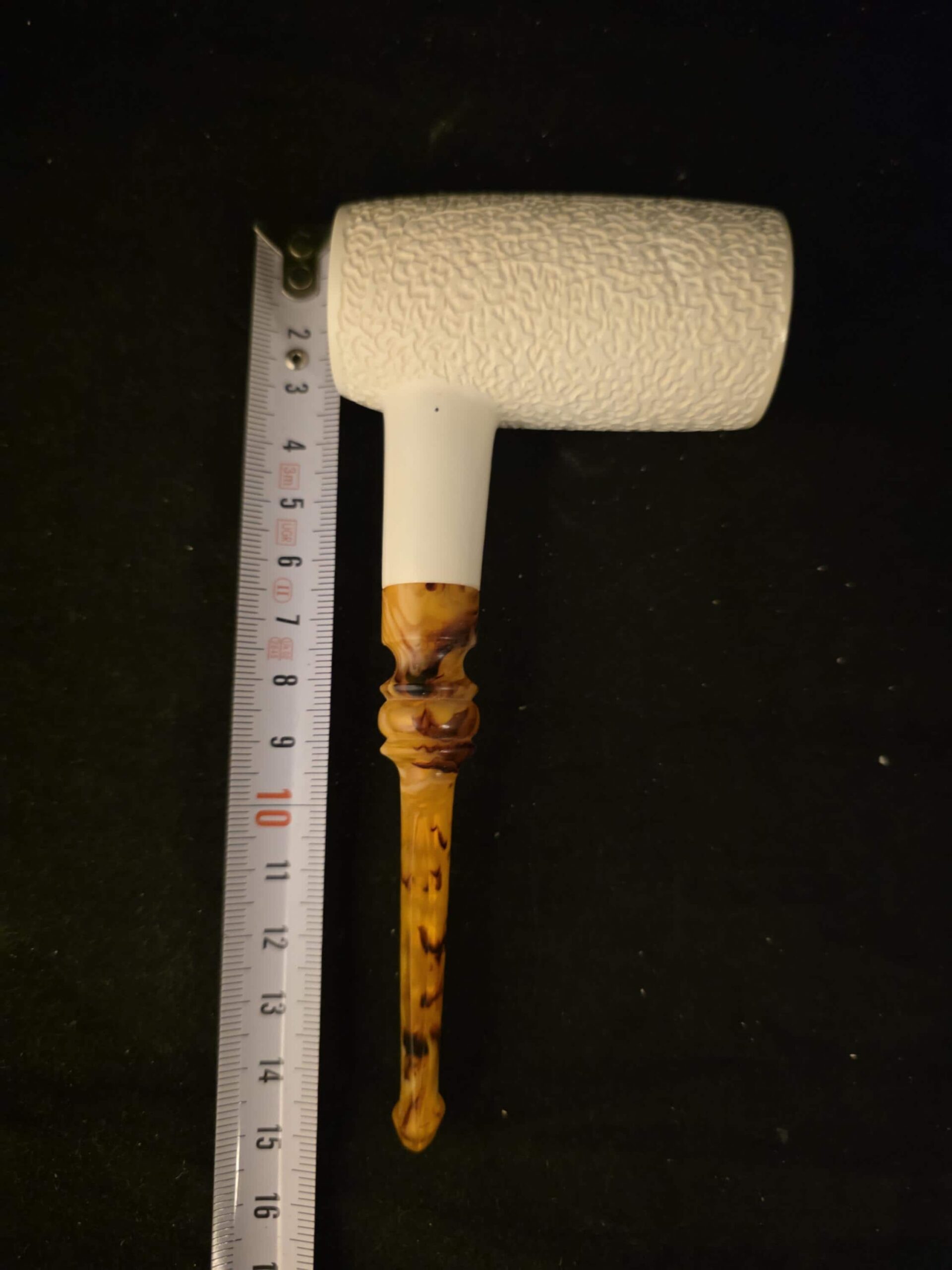 Rustic Poker Pipe, Deep Bowl, Block Meerschaum, Handmade, Unique Stem Design, Fitted Case, Elegant Collectible - Image 8