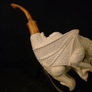 Dragon Pipe, Fire Breathing Figure, Block Meerschaum, Large Size, Hand Carved, Museum Quality, Fitted Case, Rare Collectible