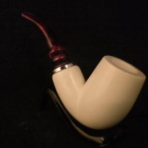 Classic Smooth Reverse Calabash Pipe, Block Meerschaum, Special Ring, Custom Stem, Fitted Case, Rare Collectible