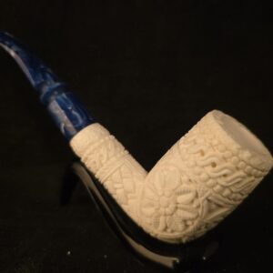 Floral Relief Figure Meerschaum Pipe, Block Meerschaum, Made İn Eskisehir, Hand carved Pipe