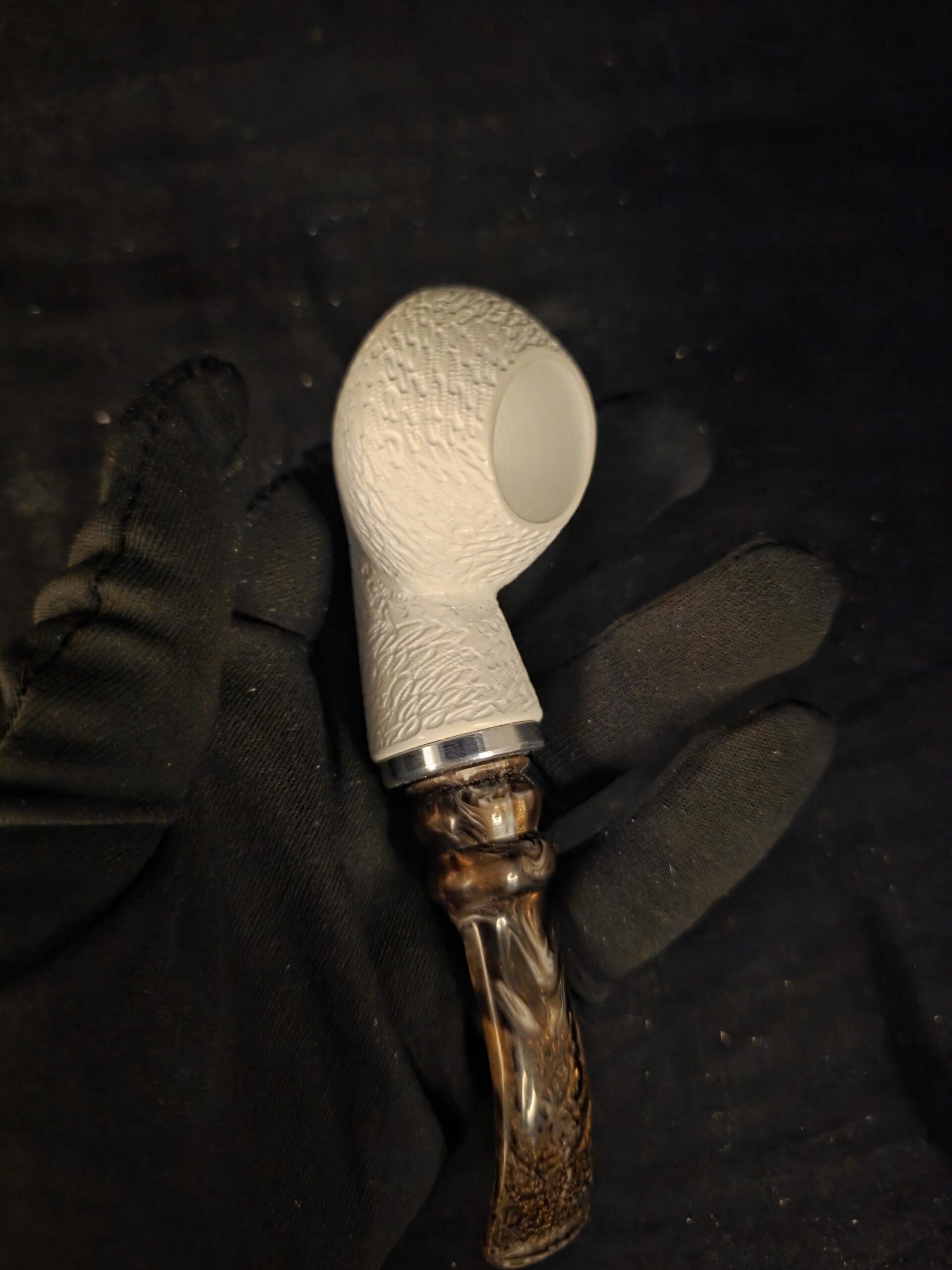 Rustic Design Classical Meerschaum Pipe, Reverse calabash smoking chamber, Block Meerschaum - Image 9