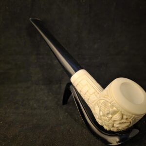 Floral relief Work Meerschaum Pipe , Block Meerschaum, Gift For Him, Acrylic Stem