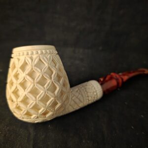 Basket and Floral Design Relief,Work Meerschaum Pipe, Block Meerschaum, Gift For Him,