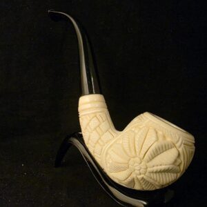 Special Floral Relief Work Meerschaum Pipe, Block Meerschaum, Gift For Him, Acrylic Stem