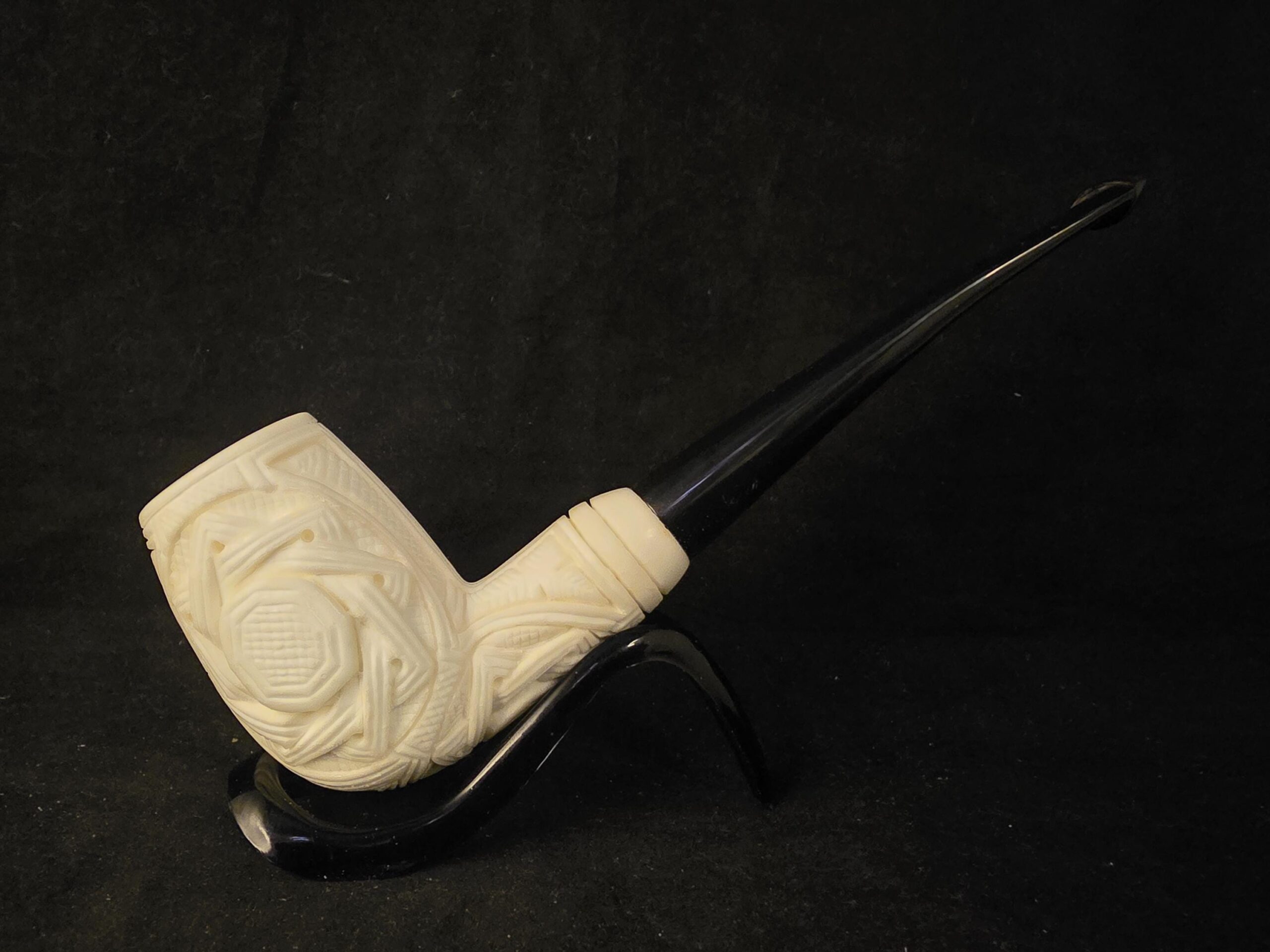 Mystical Hidden Symbols Relief Meerschaum Pipe, Gift For Him, Acrylic Stem, Pipe For Mystics - Image 3