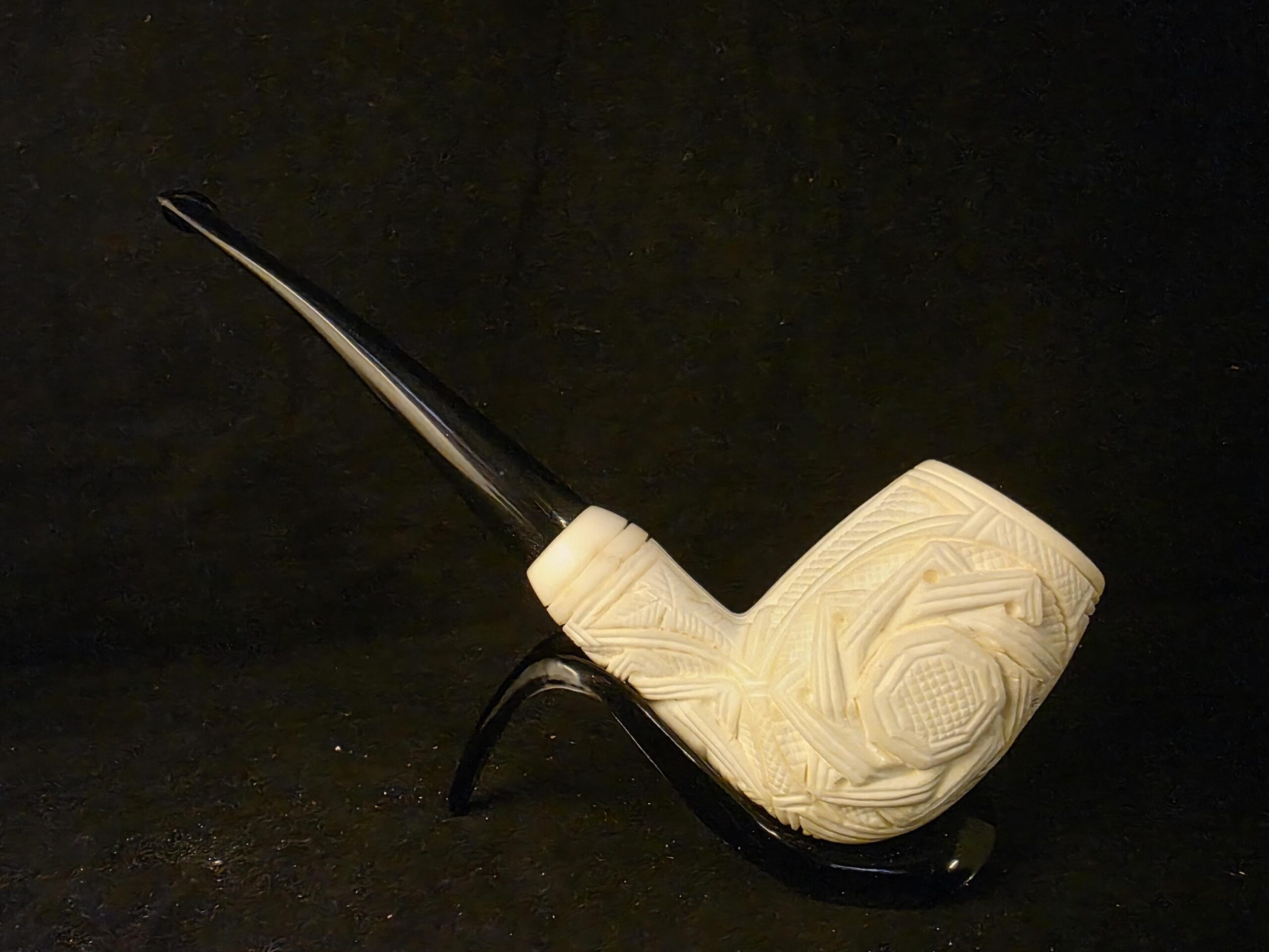 Mystical Hidden Symbols Relief Meerschaum Pipe, Gift For Him, Acrylic Stem, Pipe For Mystics - Image 6