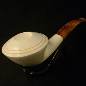 Smooth Bulldog Meerschaum Pipe, Large Bowl, Fitted Case