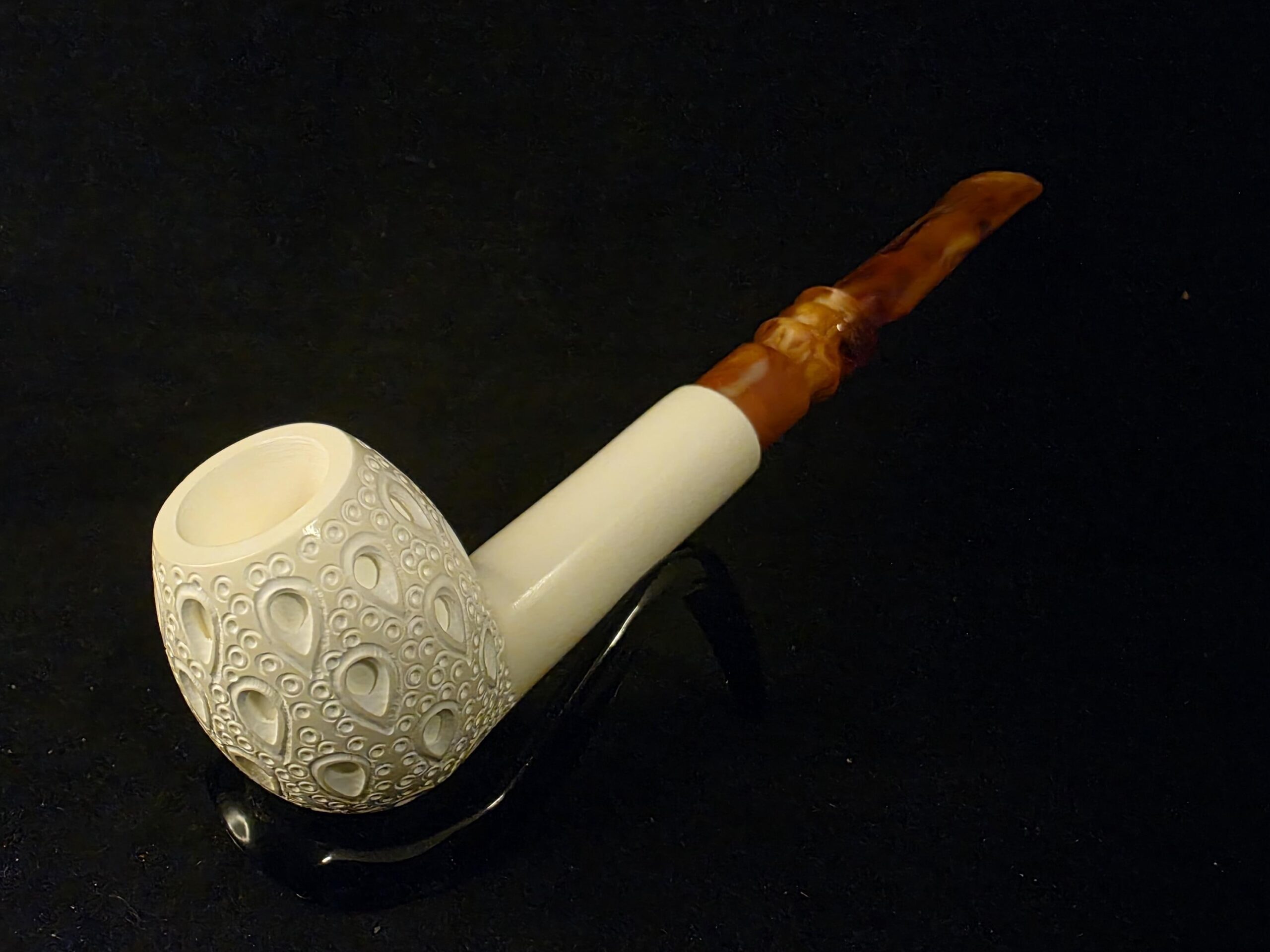 Large size Depicted Apple Model Meerschaum Pipe, Block Meerschaum,Fitted Case