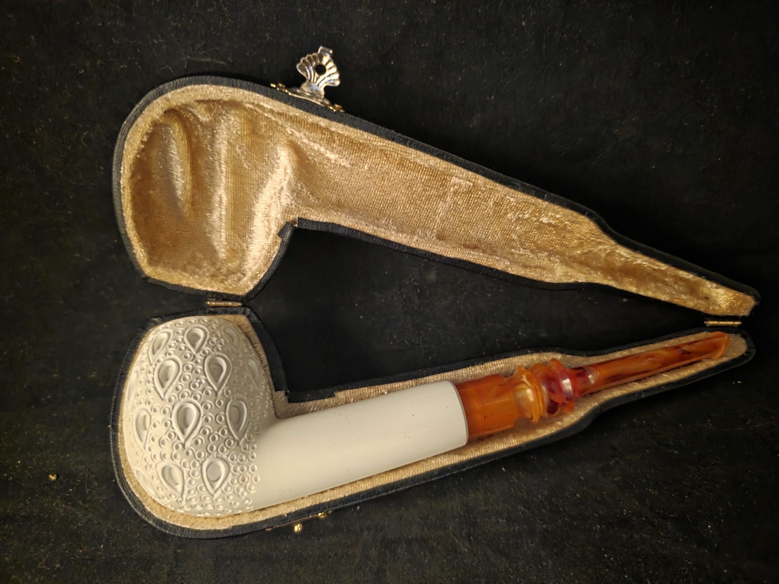 Large size Depicted Apple Model Meerschaum Pipe, Block Meerschaum,Fitted Case - Image 10