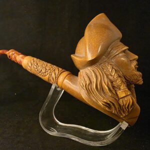 Legendary Pirate Jack Sparrow Portrait Meerschaum Pipe, Block Meerschaum Fitted Case, Large Size Art Pipe