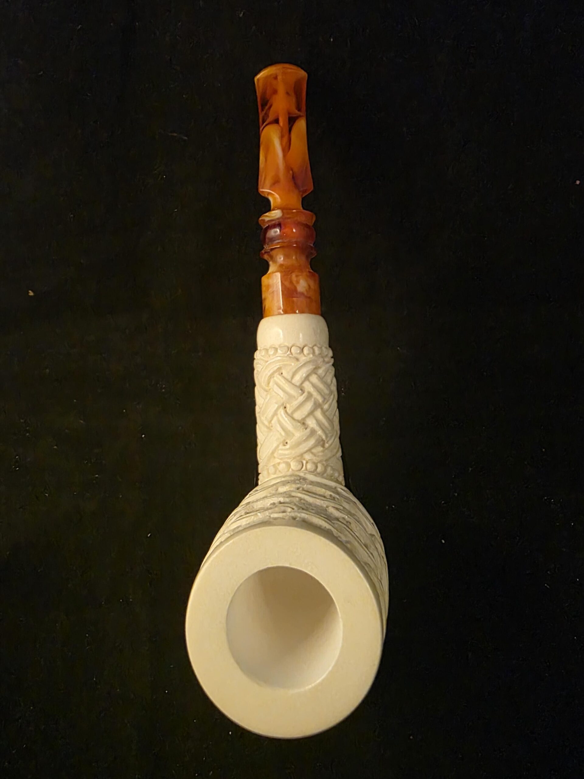 Special Chain and Basket Relief Work Meerschaum Pipe, Fitted Case, Block Meerschaum - Image 2