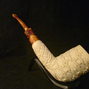 Special Chain and Basket Relief Work Meerschaum Pipe, Fitted Case, Block Meerschaum