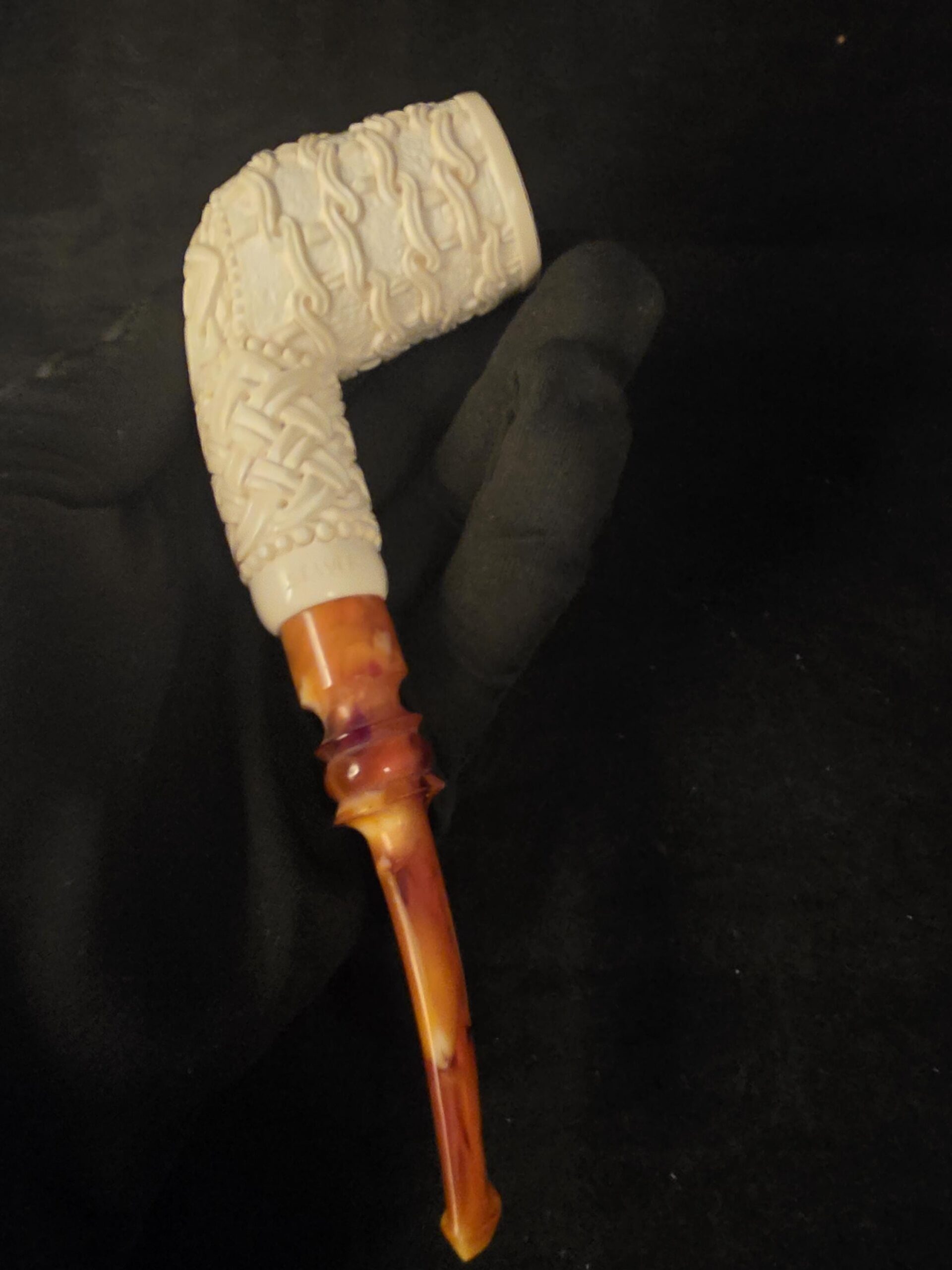 Special Chain and Basket Relief Work Meerschaum Pipe, Fitted Case, Block Meerschaum - Image 8