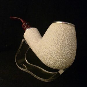 Large size Rustic Meerschaum Pipe, Reverse Calabash chamber, Special Push Pull Stem, Fitted Case, Block Meerschaum