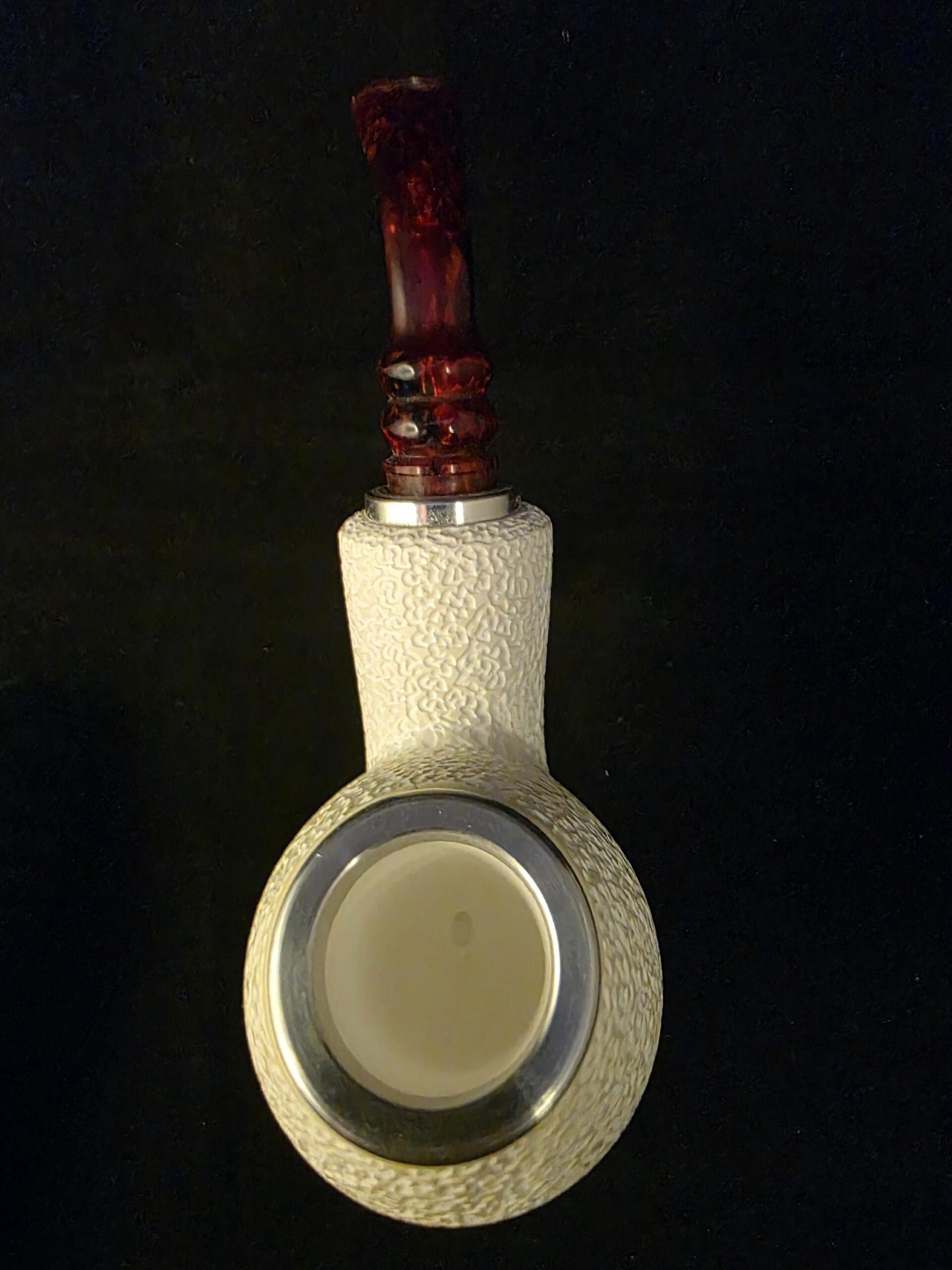 Large size Rustic Meerschaum Pipe, Reverse Calabash chamber, Special Push Pull Stem, Fitted Case, Block Meerschaum - Image 2