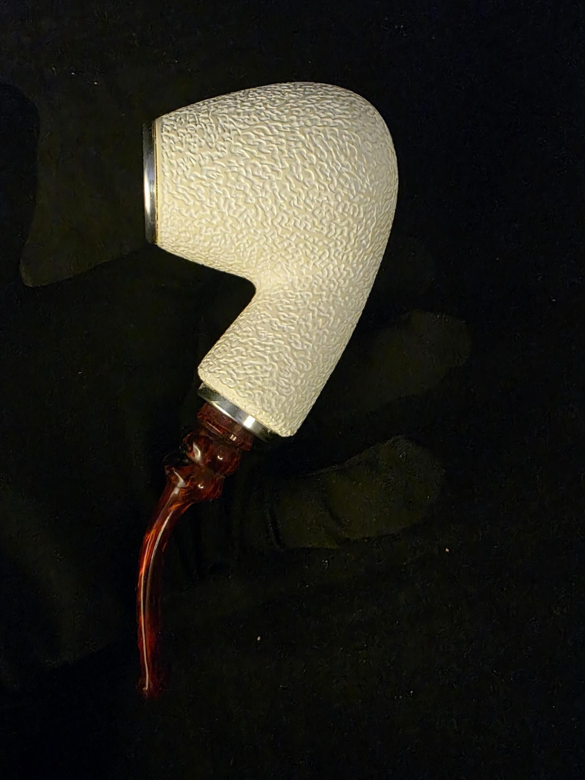 Large size Rustic Meerschaum Pipe, Reverse Calabash chamber, Special Push Pull Stem, Fitted Case, Block Meerschaum - Image 5