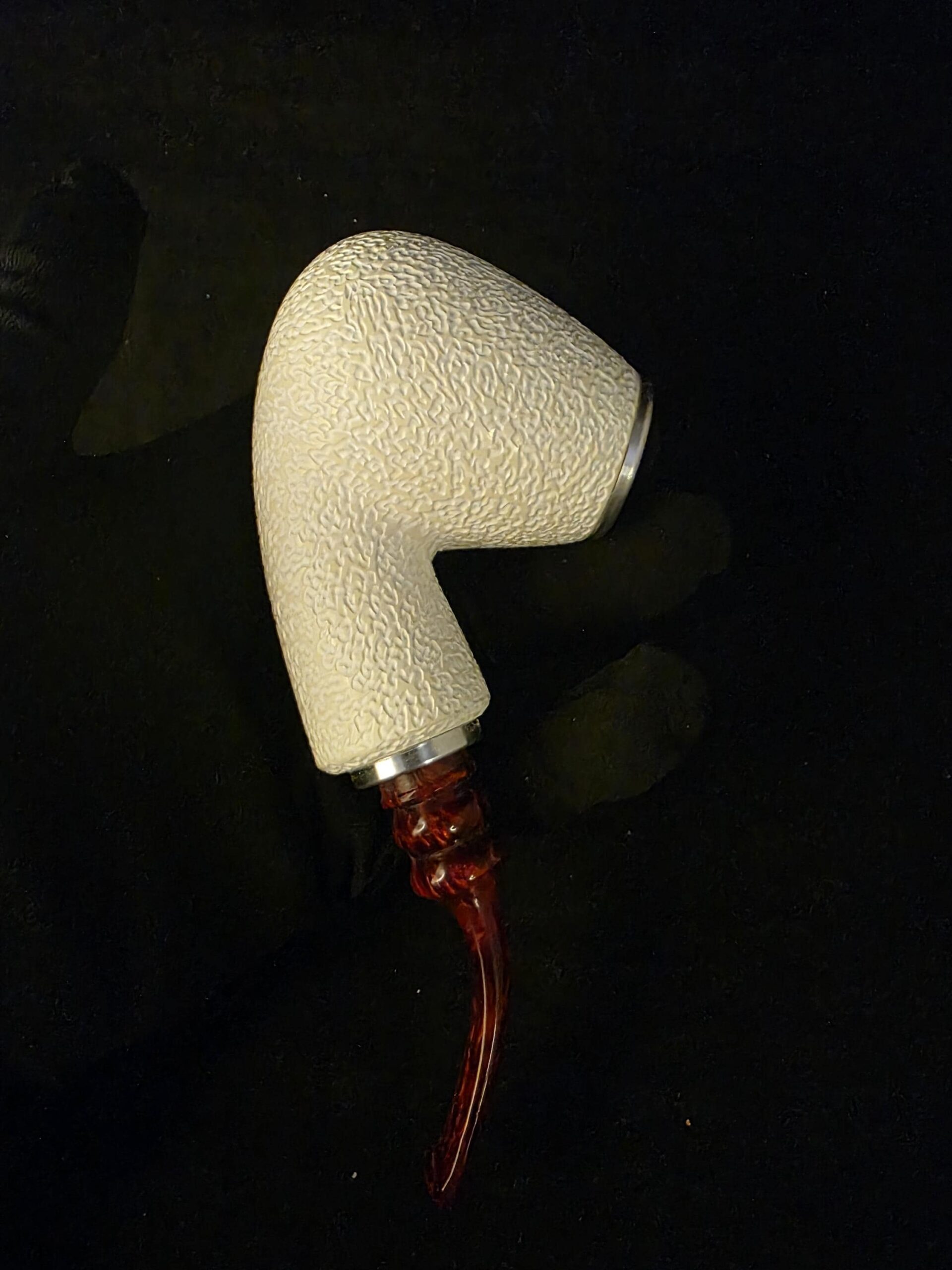 Large size Rustic Meerschaum Pipe, Reverse Calabash chamber, Special Push Pull Stem, Fitted Case, Block Meerschaum - Image 7