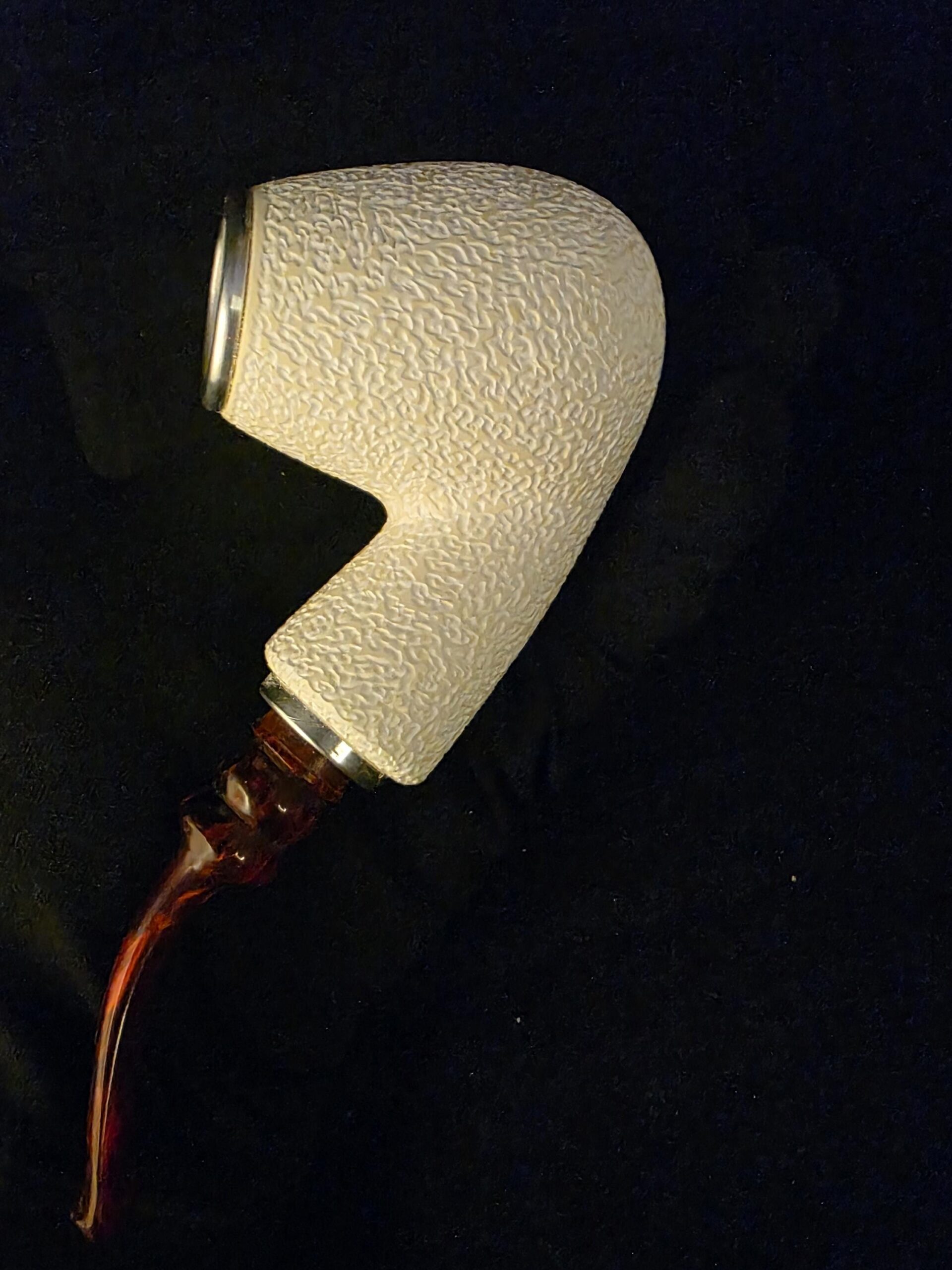 Large size Rustic Meerschaum Pipe, Reverse Calabash chamber, Special Push Pull Stem, Fitted Case, Block Meerschaum - Image 10