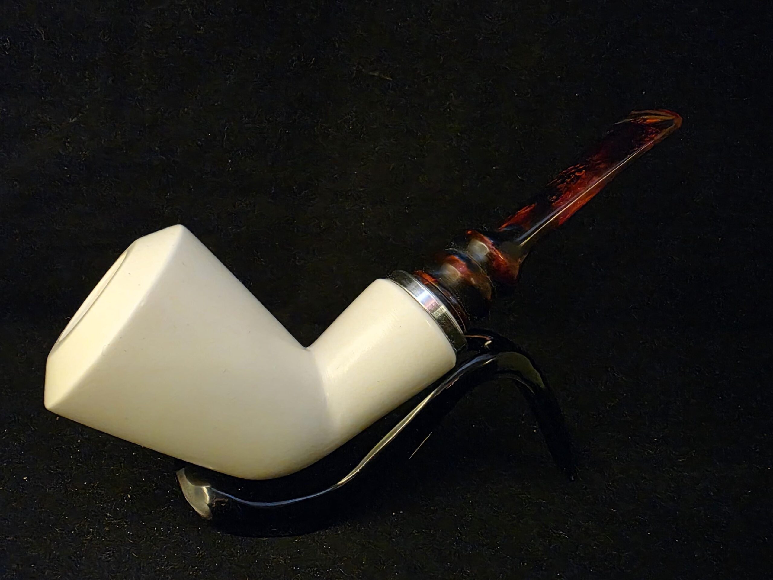 Smooth Billard Meerschaum Pipe,Special Push Pull Stem Design, Fitted Case, Block Meerschaum, Made in Eskisehir - Image 4