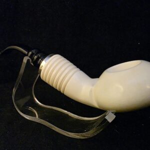 Smooth Free Style Design Meerschaum Pipe, Special Push Pull Stem Design, Fitted Case, Block Meerschaum