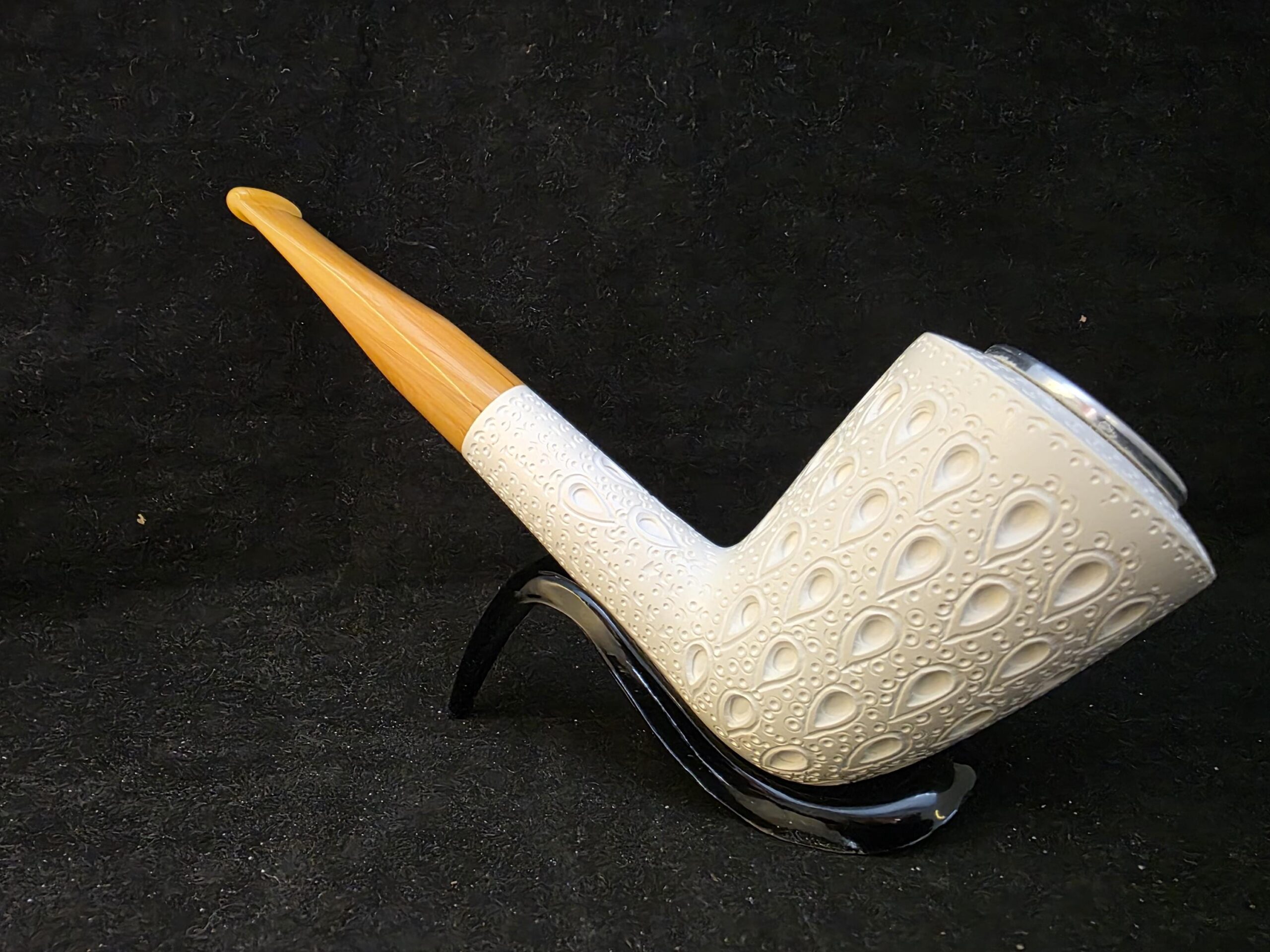 Depicted Large Bowl Billard Meerschaum Pipe, Fitted Case, Block Meerschaum, Turkish Meerschaum, Made in Eskisehir,