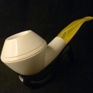 Smooth Bulldog Meerschaum Pipe, Fitted Case, Block Meerschaum, Seafoam, Made in Eskisehir,Turkish Meerschaum