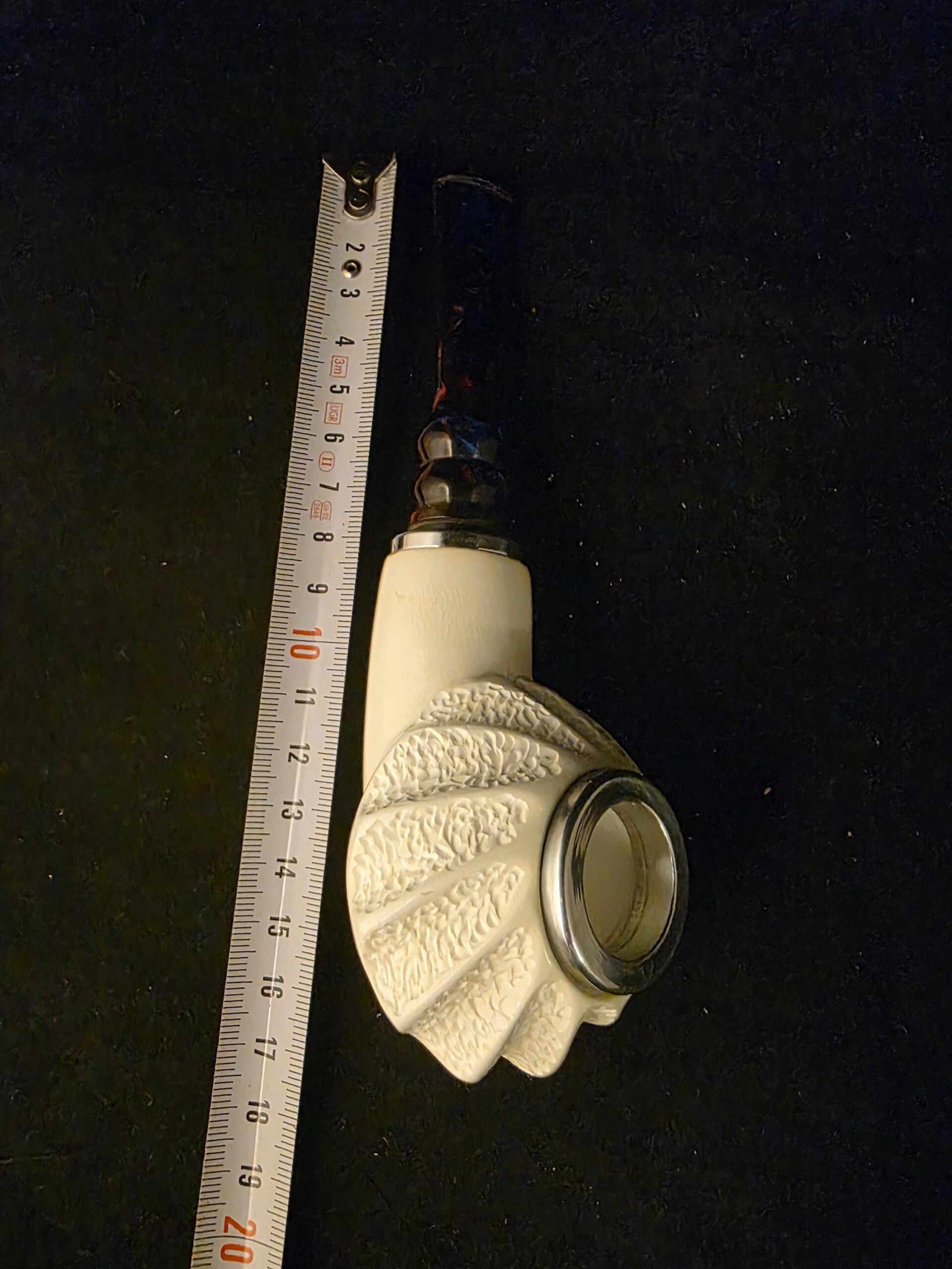 Free Style Half Rustic Half Smooth Meerschaum Pipe ,Reverse Calabash Chamber,Block Meerschaum, Fitted case, Special Push and Pull Stem - Image 10