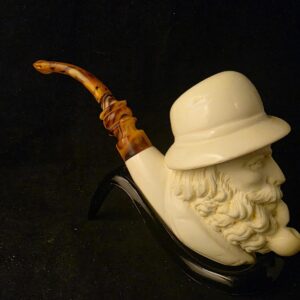 Sherlock Holmes Figural Meerschaum Pipe, Fitted Case, The Gift For Him, Seafoam,