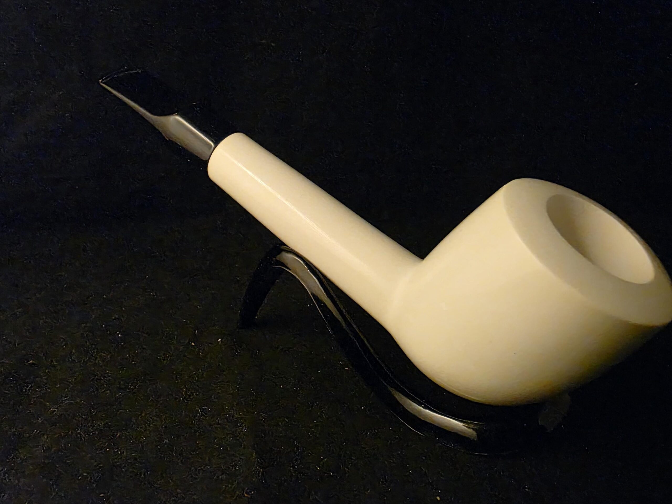 Classic Smooth Billard Meerschaum Pipe, Fitted Case, Block Meerschaum, Seafoam, Turkish Meerschaum - Image 4