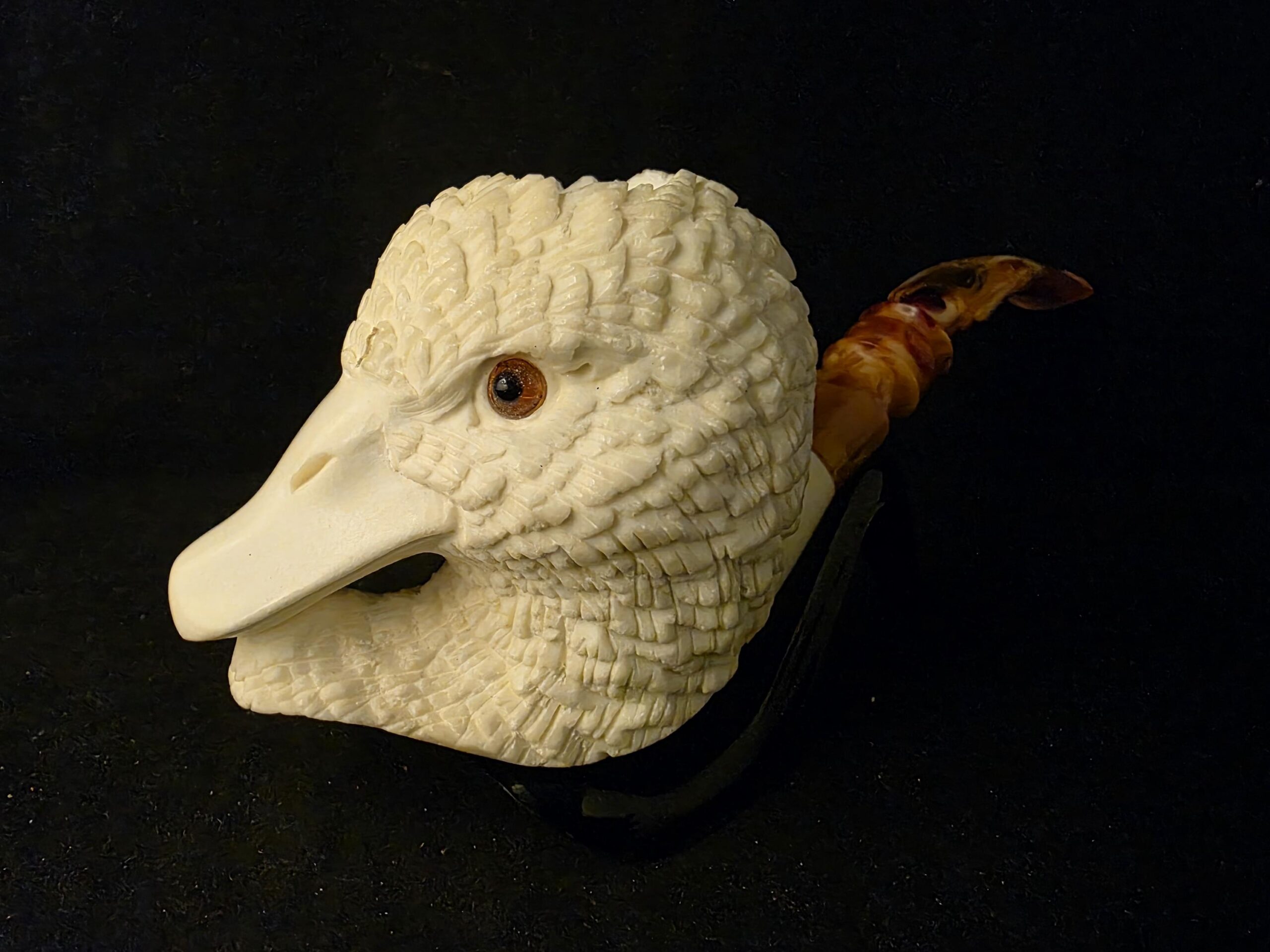 Special Design Duck Figural Pipe, Fitted Case, Block Meerschaum, Seafoam, Turkish Meerschaum, Made in Eskisehir - Image 2