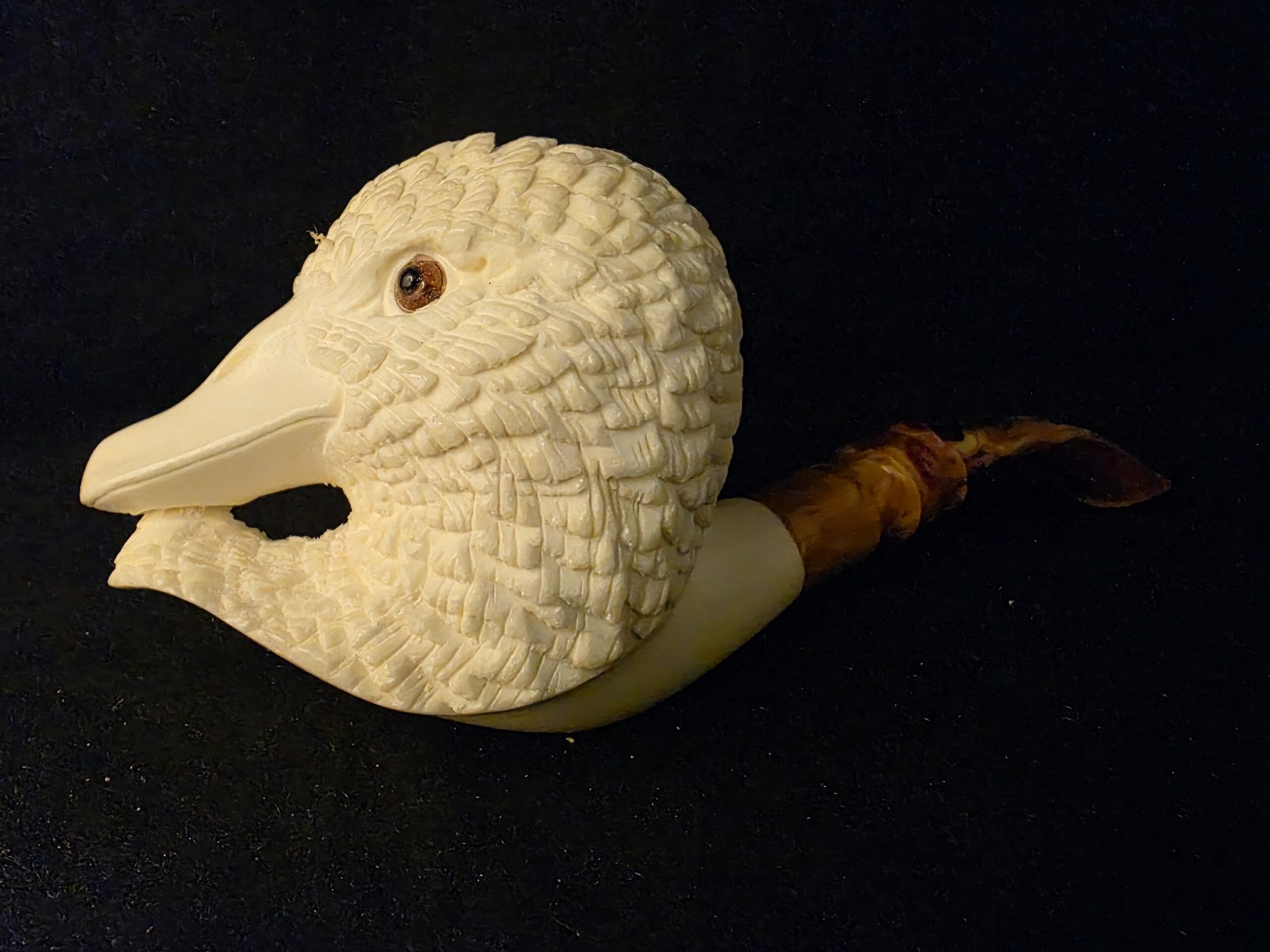 Special Design Duck Figural Pipe, Fitted Case, Block Meerschaum, Seafoam, Turkish Meerschaum, Made in Eskisehir - Image 6