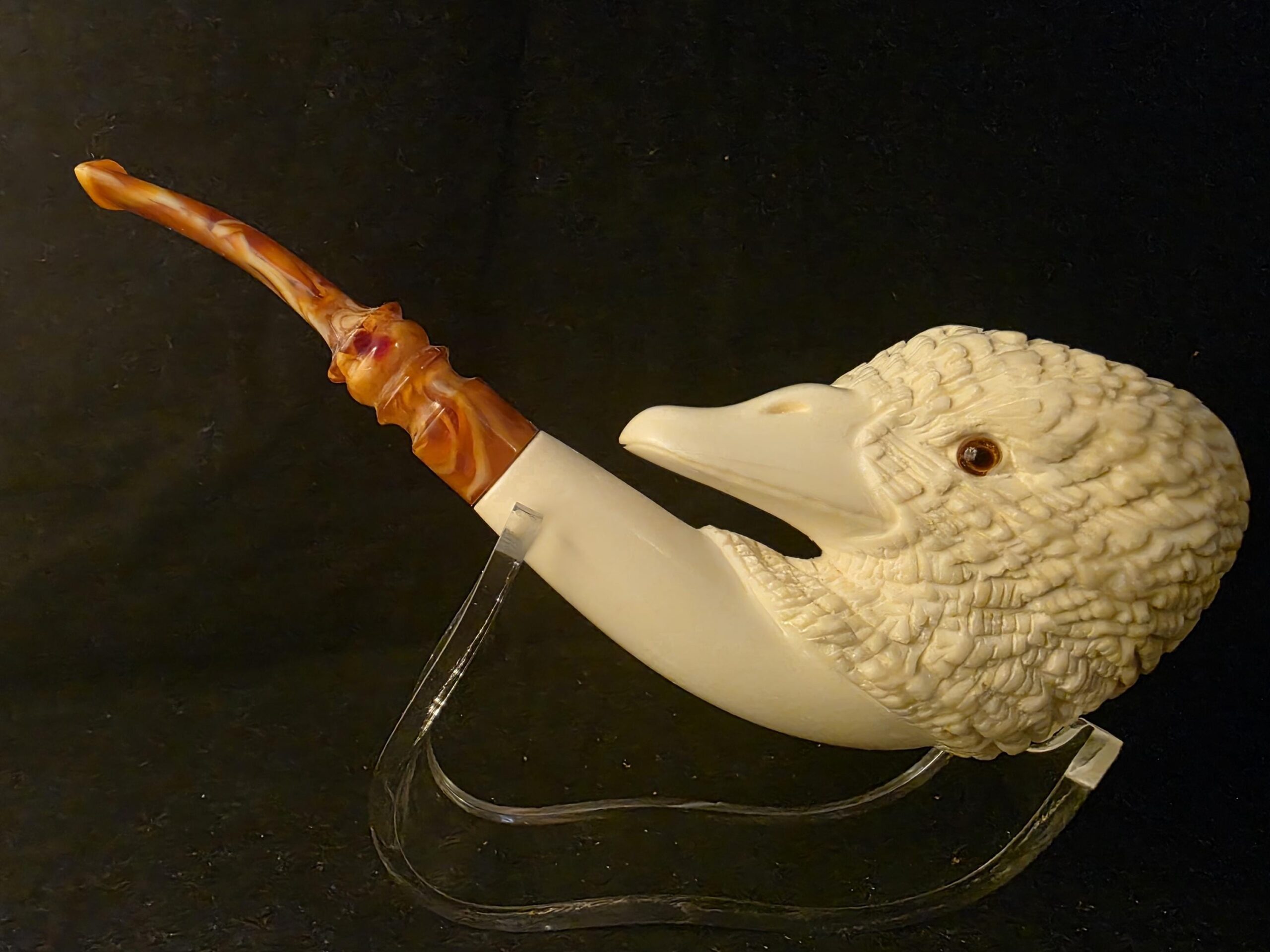 Special Design Duck Figural Pipe, Fitted Case, Block Meerschaum, Seafoam, Turkish Meerschaum, Made in Eskisehir - Image 4