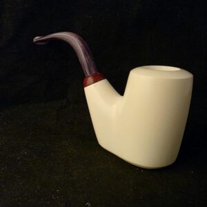 Hungarian & Oom Paul Smooth Meerschaum Pipe, Fitted Case, Reverse Calabash Chamber, Special Stem Design,