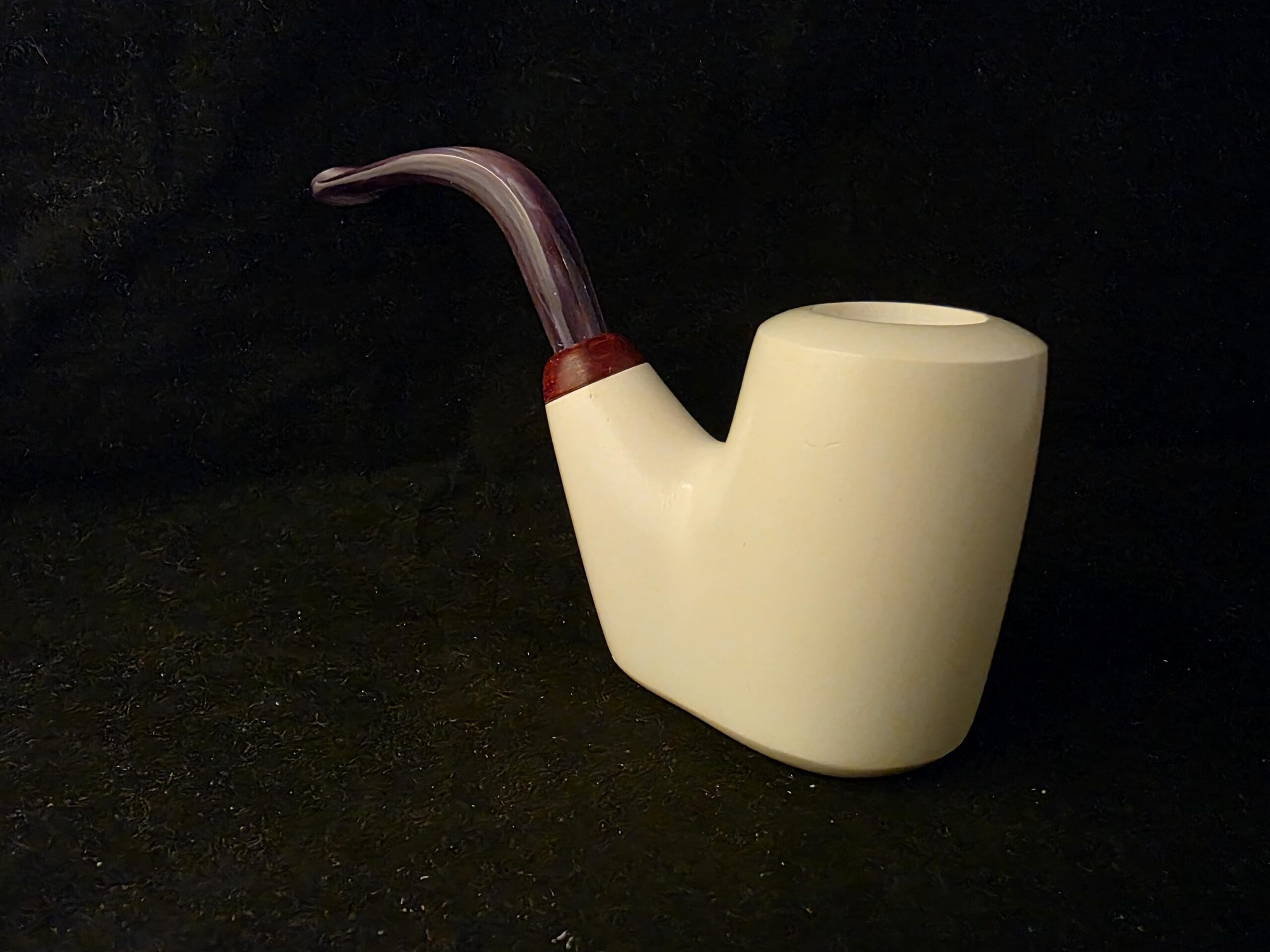 Hungarian & Oom Paul Smooth Meerschaum Pipe, Fitted Case, Reverse Calabash Chamber, Special Stem Design,