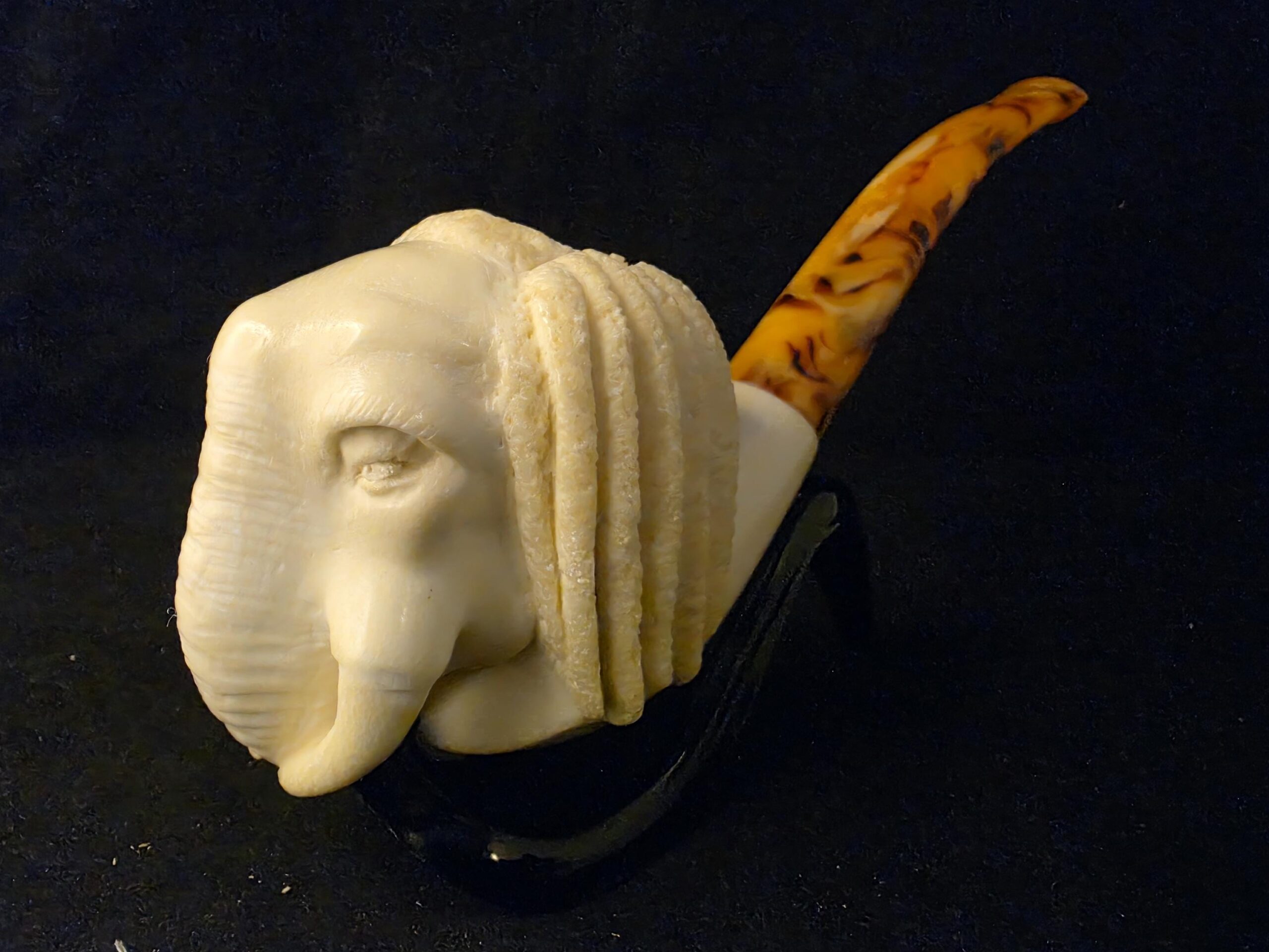 Ganesha Figural Meerschaum Pipe, Fitted Case, Turkish Meerschaum,Sea Foam - Image 3