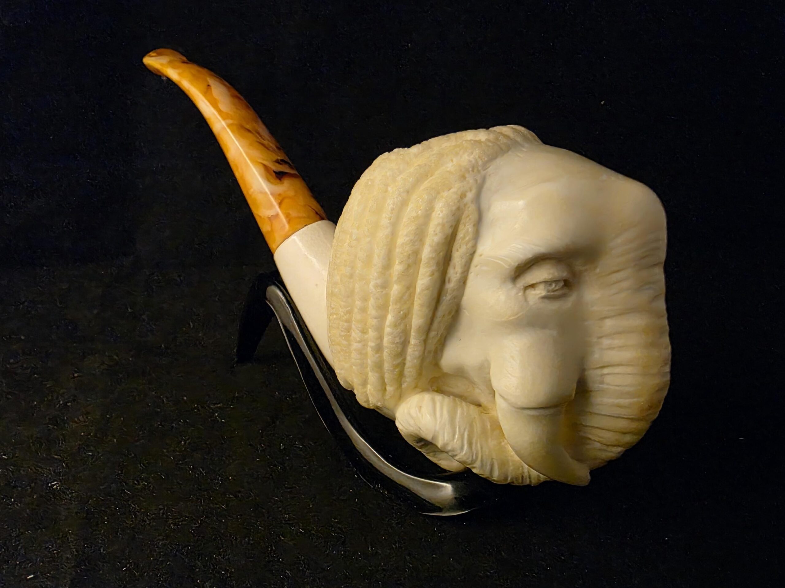 Ganesha Figural Meerschaum Pipe, Fitted Case, Turkish Meerschaum,Sea Foam - Image 5