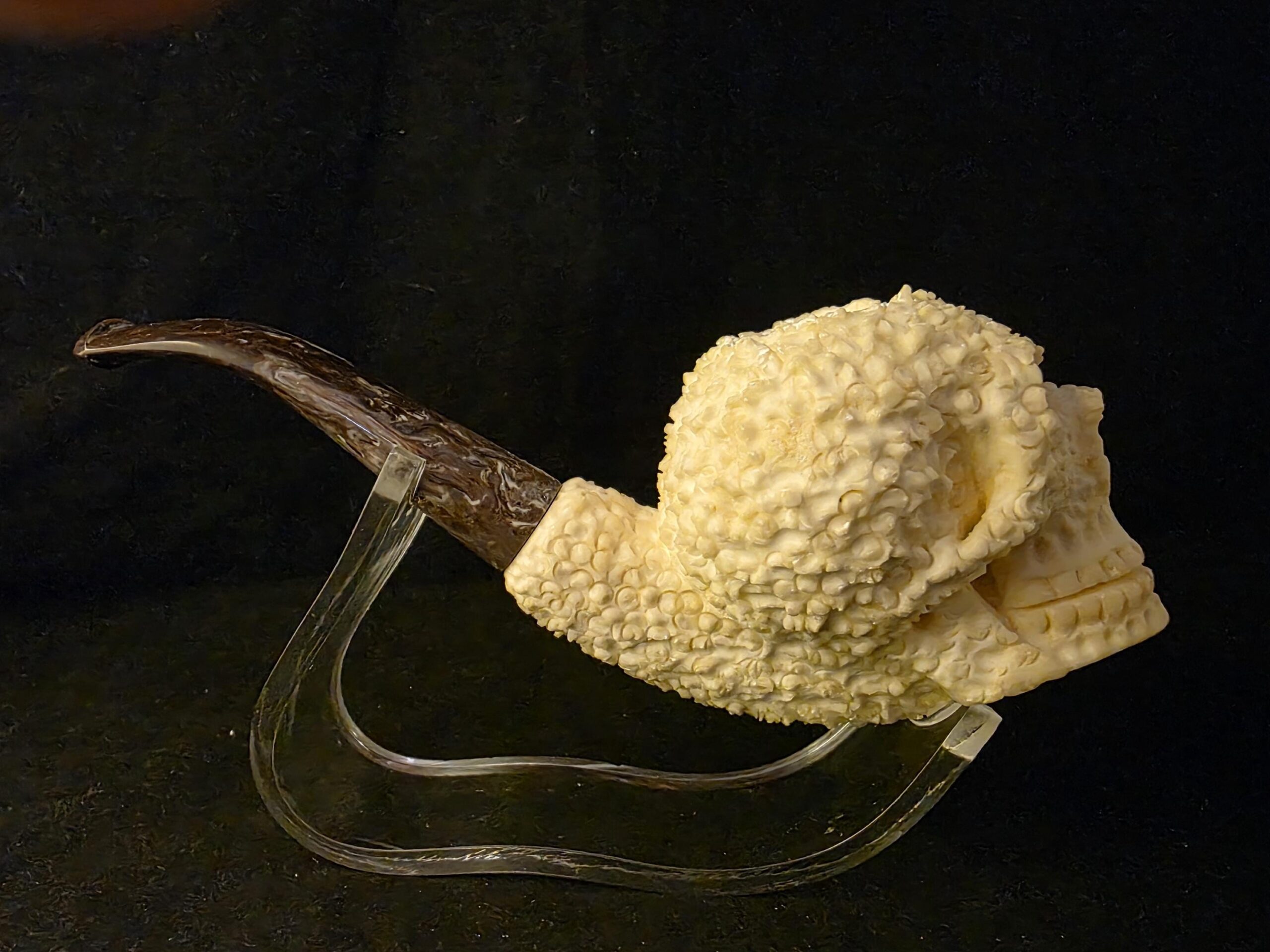Rustic Style Skull Design Meerschaum Pipe, Fitted Case, Block Meerschaum, Turkish Meerschaum,Sea Foam - Image 6