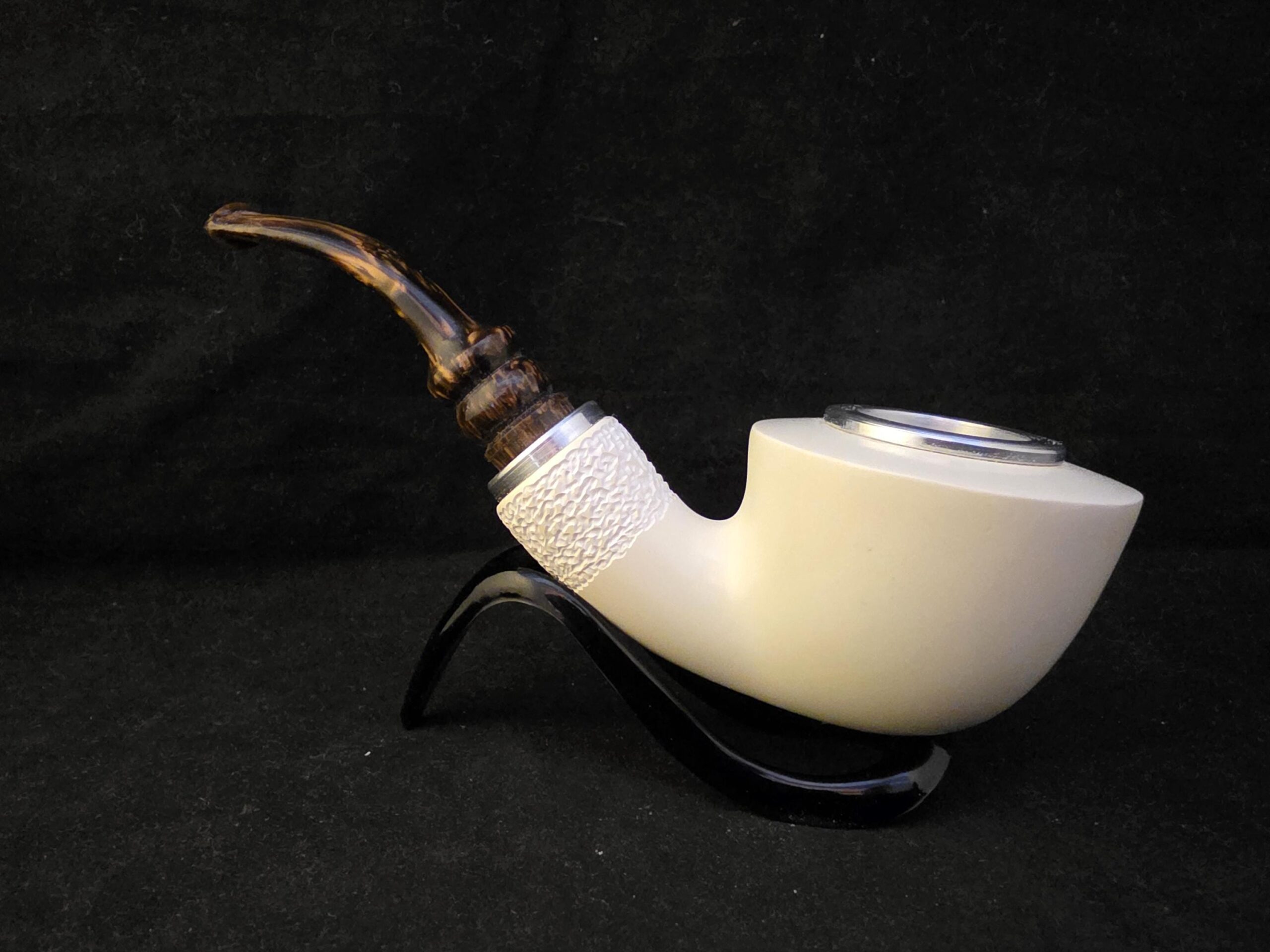 Smoot Classic Meerschaum Pipe,Reverse Calabash Chamber, Fitted Case,Push and Pull Stem System Block Meerschaum, Turkish Meerschaum,Sea Foam - Image 6
