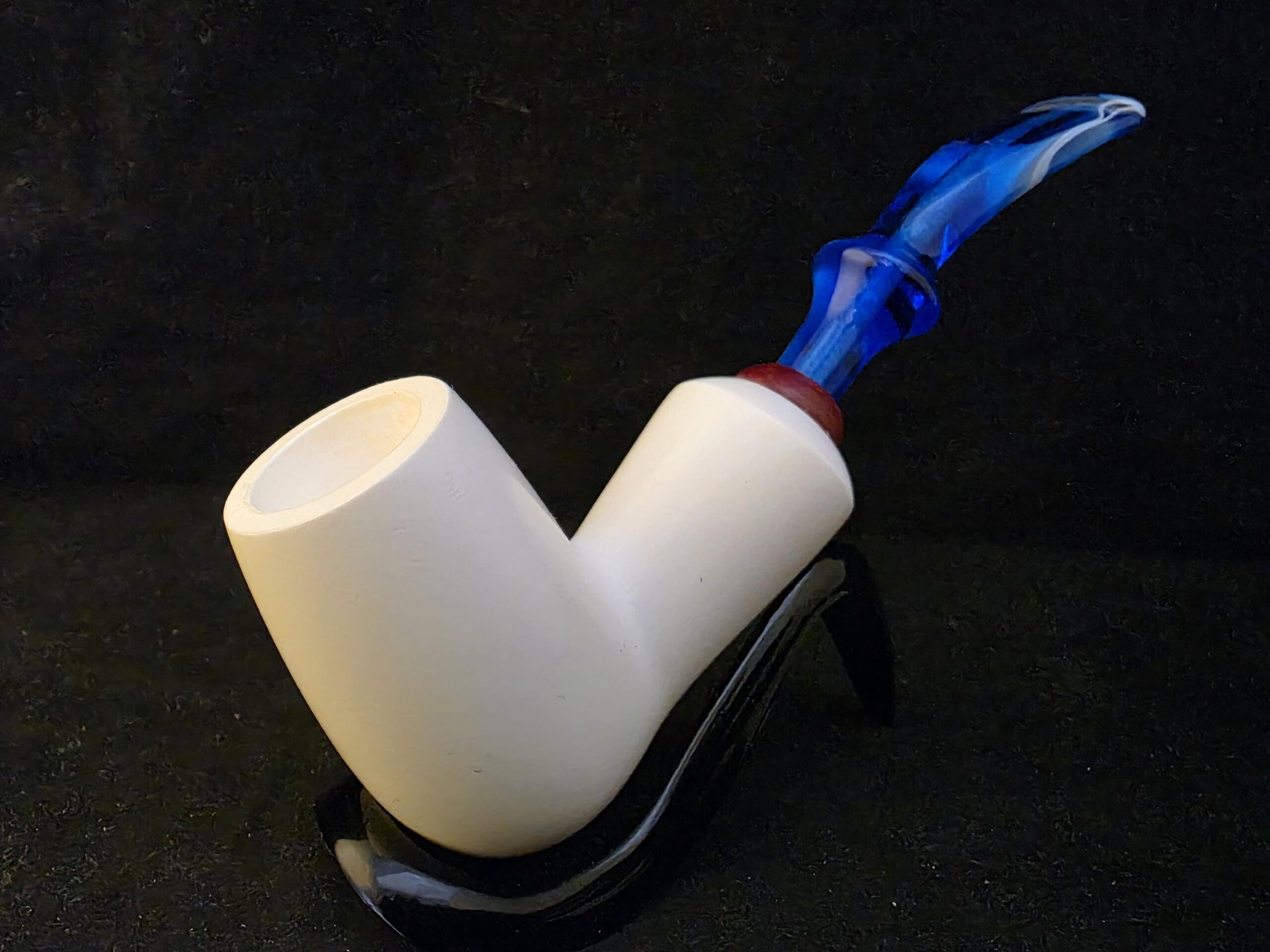 Smoot Classic Meerschaum Pipe,Special Briar Ring Design, Fitted Case,Push and Pull Stem System Block Meerschaum, Turkish Meerschaum,Sea Foam - Image 6