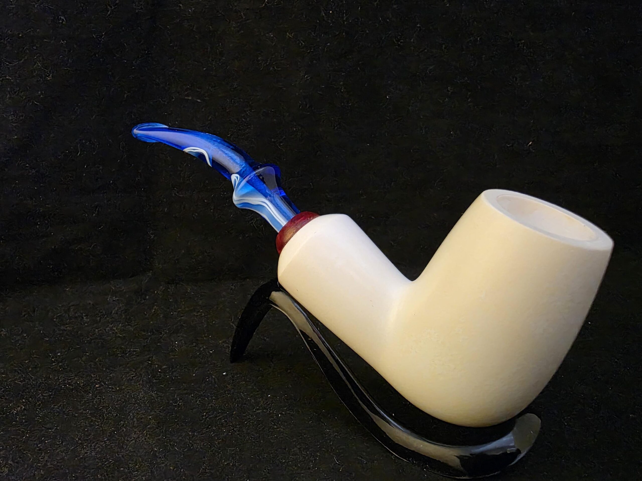Smoot Classic Meerschaum Pipe,Special Briar Ring Design, Fitted Case,Push and Pull Stem System Block Meerschaum, Turkish Meerschaum,Sea Foam - Image 8