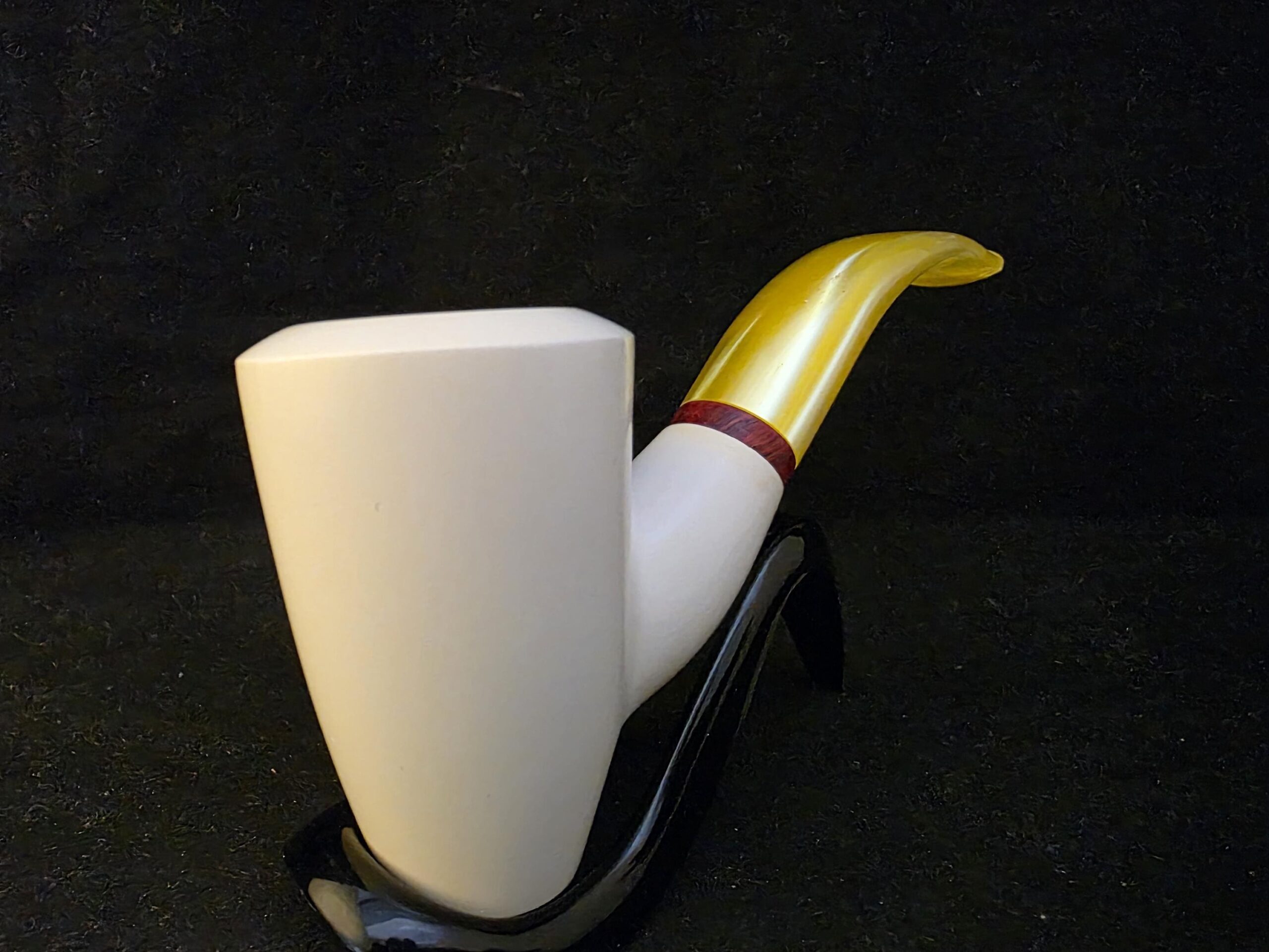 Smoot Classic Meerschaum Pipe,Special Briar Ring Design, Fitted Case,Push and Pull Stem System Block Meerschaum, Turkish Meerschaum,Sea Foam - Image 2