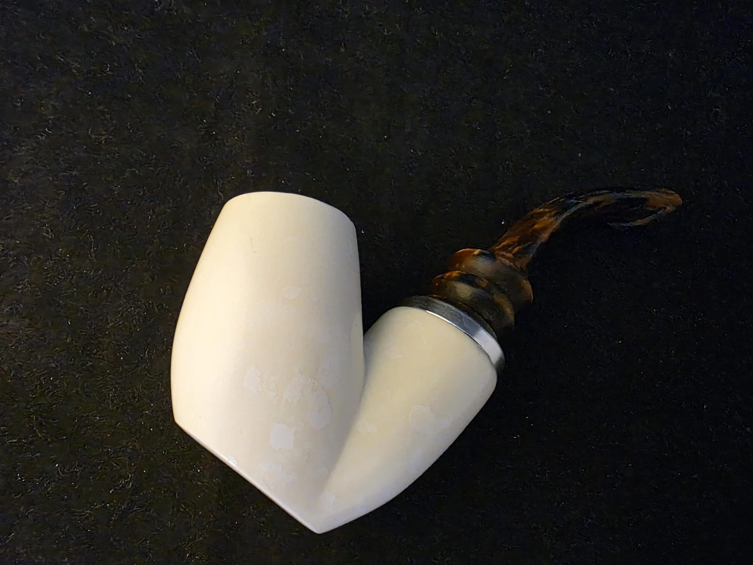Unique Design Meerschaum Pipe, Hlaf Rustic half Smooth, Fitted Case,Push and Pull Stem System,Reverse Calabash Chamber, Block Meerschaum, - Image 8