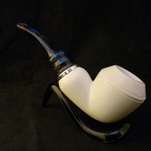 Smooth Bulldog meerschaum Pipe, Fitted Case, Block Meerschaum,Turkish Meerschaum, Seafoam, Push and Pull Stem