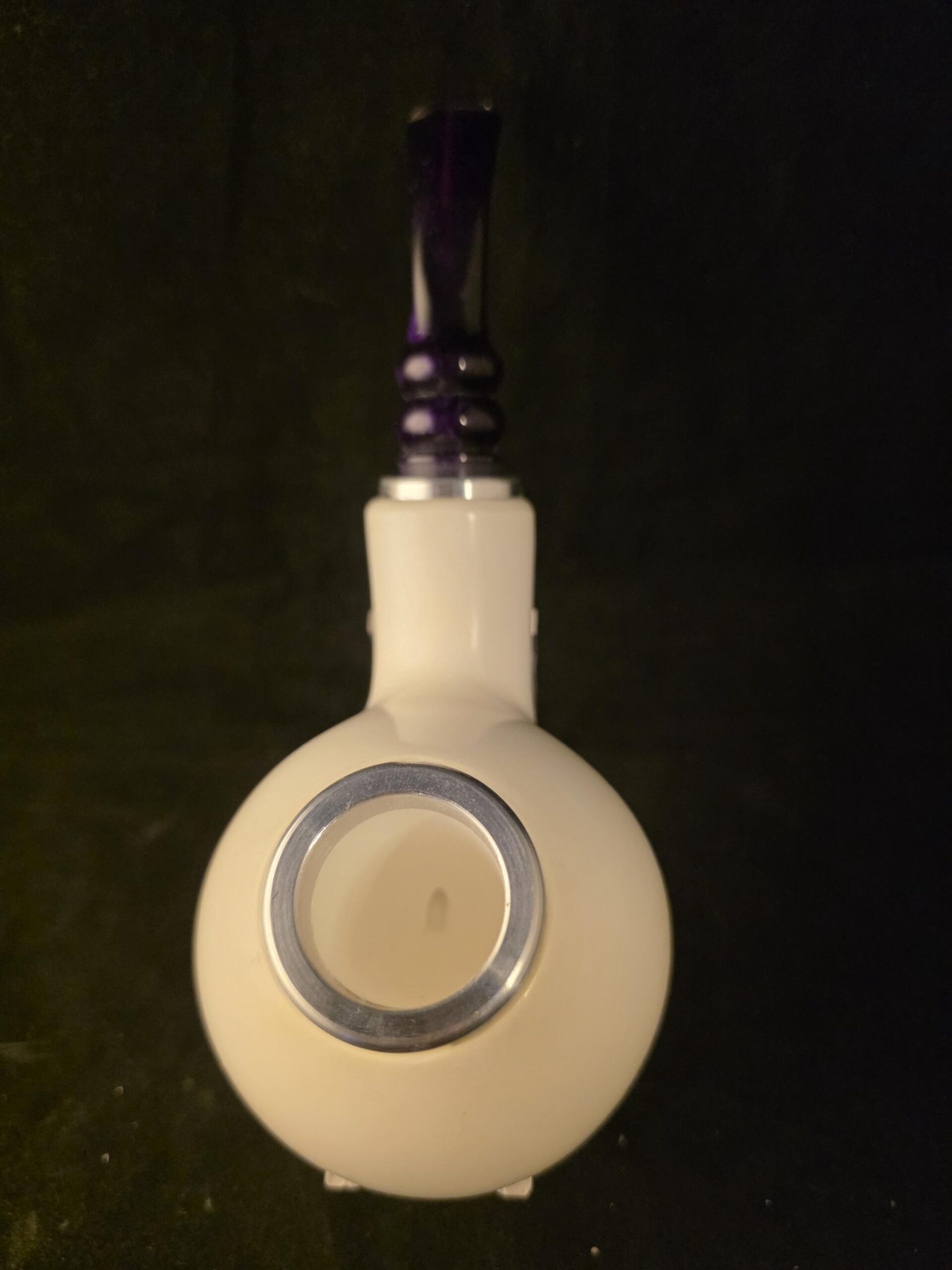 Smooth Apple Meerschaum Pipe, Push Pull Stem, Double Metal Ring, Genuine Block Meerschaum, Fitted Case,Reverse Calabash - Image 3