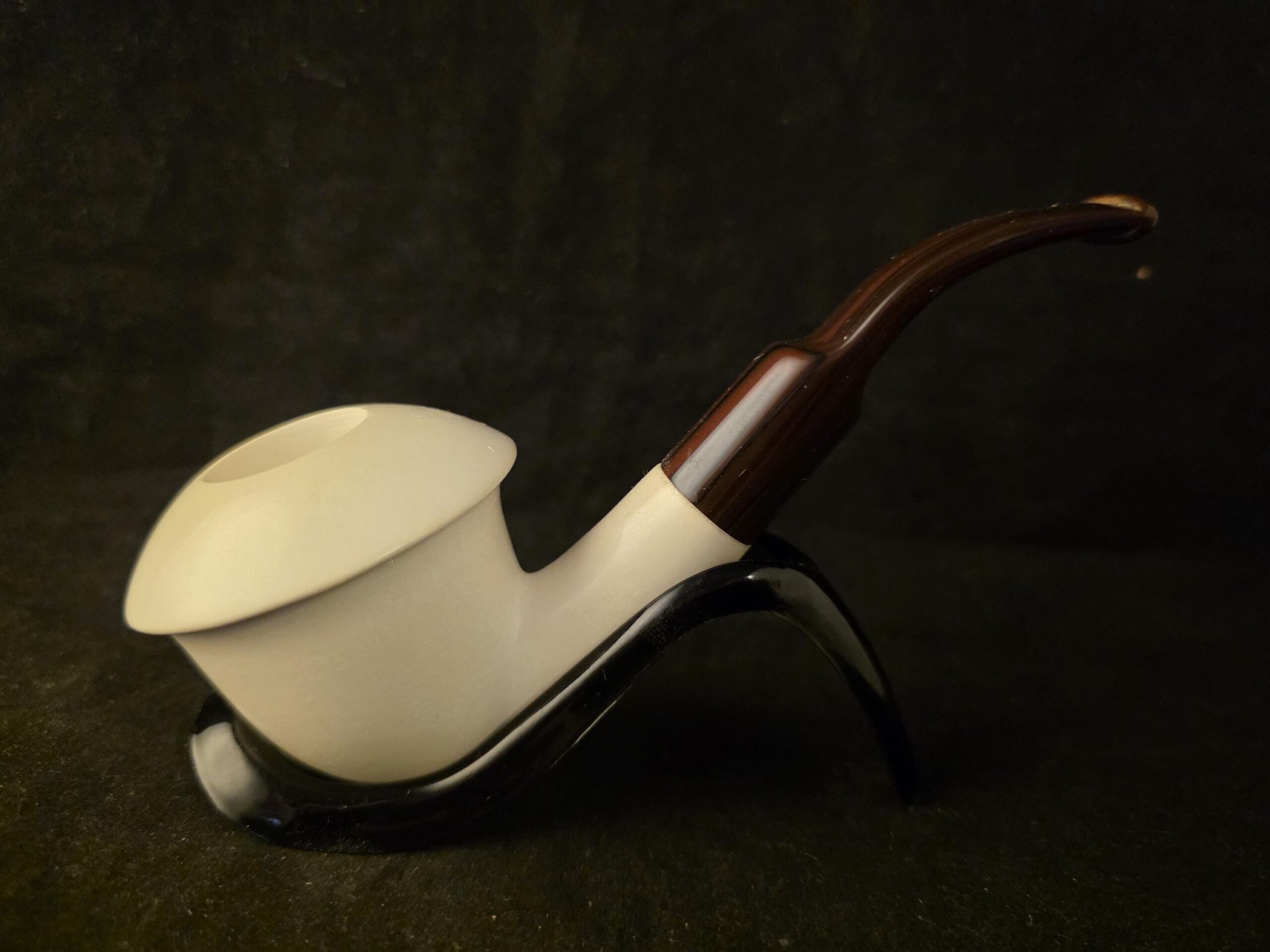 Smooth Calabash Block Meerschaum Pipe – Special Stem – Fitted Case - Image 4