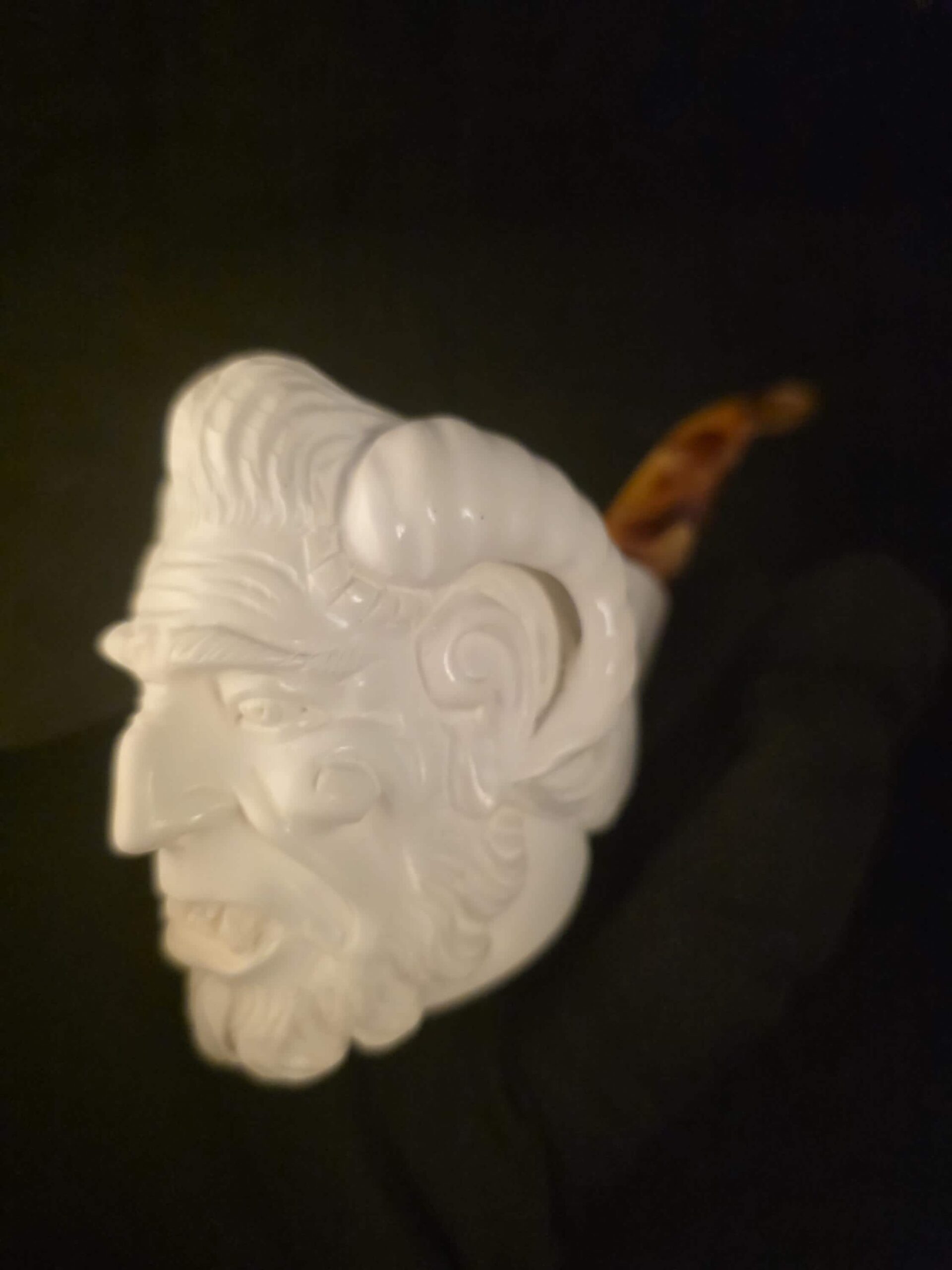 Pan Figural Meerschaum Pipe Hand Carved Block Stone Pagan God Collectible Fitted Case - Image 6