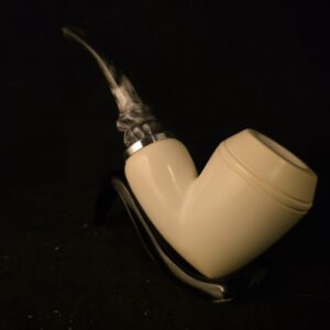 Smooth Bulldog Meerschaum Pipe, Reverse Calabash, Special Stem, Push Pull System, Block Meerschaum, Fitted Case, Handmade Pipe