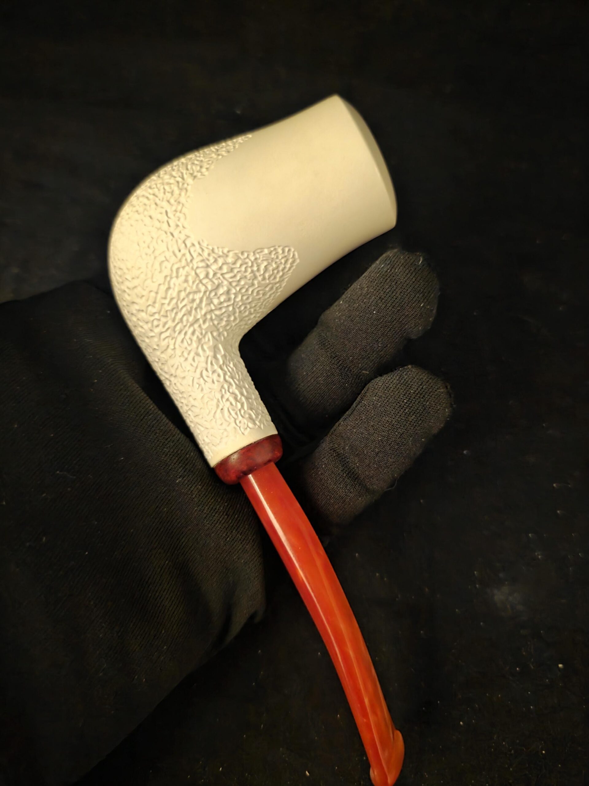 Smooth Meerschaum Pipe, Large Deep Bowl, Rustic Bottom, Briar Ring, Block Meerschaum, Fitted Case, Handmade Tobacco Pipe - Image 6