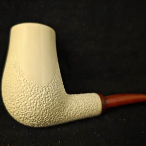 Smooth Meerschaum Pipe, Large Deep Bowl, Rustic Bottom, Briar Ring, Block Meerschaum, Fitted Case, Handmade Tobacco Pipe